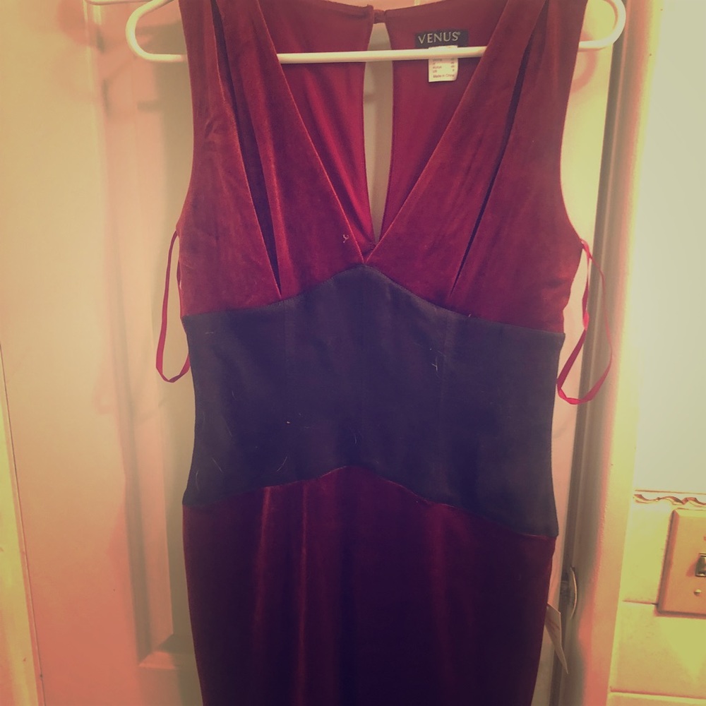 Maroon velvet dress